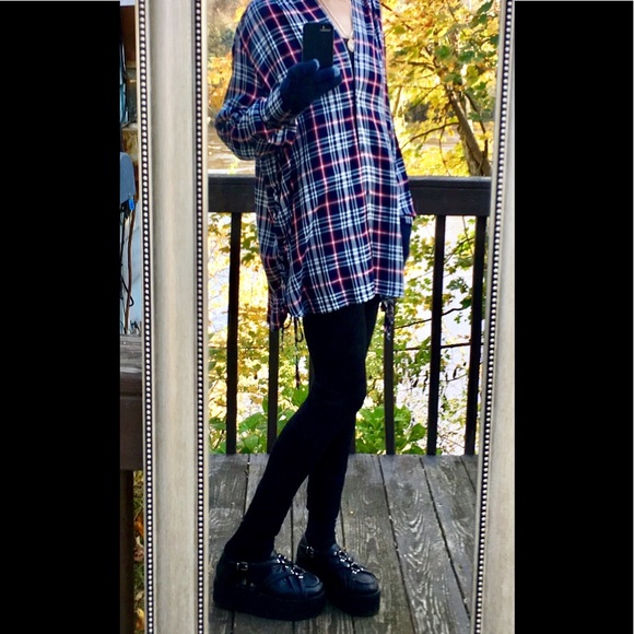 Plaid Shirt ZARA Button Down Lacing Detail - Picture 7 of 8